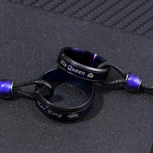 Collar de pareja para su colgante de cuerda de acero inoxidable | Collares de pareja para él y su acero inoxidable Su reina Su rey - Product Image 2