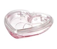 Palette de fard à joues et d'enlumineur en forme de cœur, mini-boîte cosmétique vide en plastique transparente à clipser pour fard à paupières monochrome