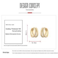Pendientes de Aro Dobles Resoul Chapados en Oro de 14K con Circonita Cúbica, Estilo Huggies, Joyería Coreana de Cobre para Mujer, Venta al Por Mayor