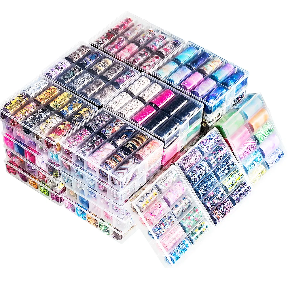 100x4cm holographiques Nail Art transfert feuille autocollants étoilée AB papier enveloppes adhésifs décalcomanies ongles décoration accessoires