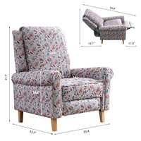 Fauteuil inclinable VANBOW en éponge hautement élastique, fauteuil d'appoint à accoudoirs roulés, pieds en bois, canapé inclinable individuel pour la maison