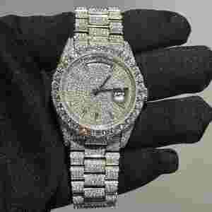 Relógio Hip Hop com Caixa Redonda, Testado com Diamante, Personalizado, Relógio Automático em Aço Inoxidável com Diamantes VVS - Product Image 1