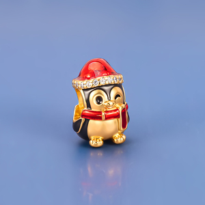 Ciondoli Pan Charms Placcati Argento e Oro, Babbo Natale, Pinguino, Pupazzo di Neve, Cappello, Perline Compatibili con Bracciali Originali, Gioielli Natalizi Berluque - Product Image 3