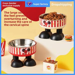 Mangkuk hewan peliharaan tinggi bahan baja tahan karat, mangkuk anjing dan kucing dengan dudukan anti-benturan - Product Image 3