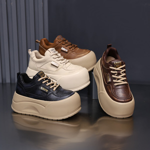 <span class=keywords><strong>Scarpe</strong></span> Autunnali da Donna Leggere Casual Bianche con <span class=keywords><strong>Suola</strong></span> Antiscivolo in <span class=keywords><strong>Gomma</strong></span>, <span class=keywords><strong>Suola</strong></span> Spessa, Piattaforma con Lacci per Aumentare l'Altezza - Product Image 1