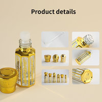 Flacon d'huile de parfum/attar en verre hexagonal orné de 3 ml, 6 ml, 12 ml avec applicateur roll-on/goutteur