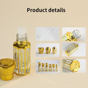 Flacon d'huile de <span class=keywords><strong>parfum</strong></span>/attar en verre hexagonal orné de 3 ml, 6 ml, 12 ml avec applicateur roll-on/goutteur - Product Image 2