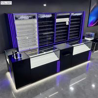 Conception d'intérieur personnalisée pour boutique de tabac, ensemble complet, éclairage LED RGB, comptoir d'exposition en bois, îlot, vitrine murale verrouillable