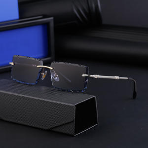 Gafas de sol sin montura hechas a medida para hombre, lentes negras de PC con protección UV400, estilo Instagram, venta al por mayor transfronteriza - Product Image 3