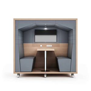 Cabine de bureau mobile insonorisée, cabine téléphonique insonorisée avec télévision et sièges pour le télétravail - Product Image 4