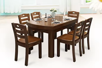 Nouvelle conception de meubles de maison, table à manger ronde rotative classique en bois massif