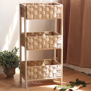 Best-Selling New Arrival Rattan Nightstand 3-Tier Storage <b>Rack</b> Rattan Basket Floor Stand Wholesale from a Reputable Manufacturer - Product Image 2