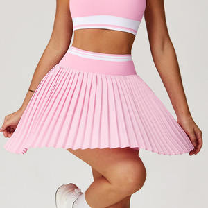 YIYI Großhandel Sommer Farbblock Plissierter Rock Hohe Taille A-Linie Tennisrock mit Taschen Schnelltrocknend Damen Sportröcke Fitness - Product Image 5