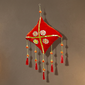 Artificial Traditional Crimson Velvet Hanging Kite Latkan for Chinese New Year - Product Image 3
