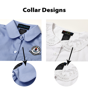 Uniformes Escolares Personalizados de Tela para Niños, Blusa con Cuello <span class=keywords><strong>Peter</strong></span> Pan, Camisas Escolares Azules para Niñas, Ropa de Uniforme Estudiantil - Product Image 3