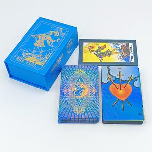Jeu de tarot en feuille d'or en gros, haute qualité, écologique, durable, portable, jeu de société, cartes <span class=keywords><strong>Oracle</strong></span> personnalisées en plastique, magnétiques - Product Image 2