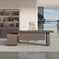 Bureau de direction de luxe au design italien, table de PDG moderne et minimaliste, bureau de patron en bois pour salle de direction haut de gamme