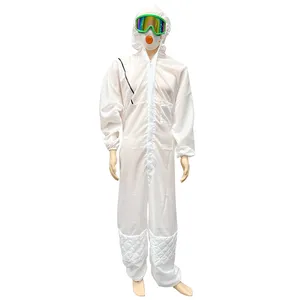 Washable And Reusable Polyester Coverall With Hood Reusable Workwear With Elastic And Cuffs Back Ankles
