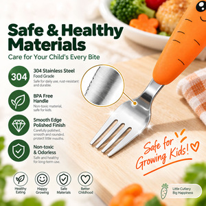 Juego de Cubiertos Portátiles para Niños con Diseño de Rábano, Cuchara y Tenedor de Acero Inoxidable con Estuche - Product Image 5
