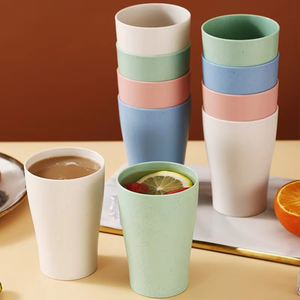 Nordic Style Reusable Wheat Straw Drinking <b>Cup</b> <b>Set</b> Stackable Unbreakable Round Water Mug for Home Kitchen School Picnic - Product Image 4