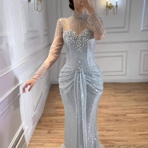 Serene Hill LA73167 Vestido <span class=keywords><strong>de</strong></span> Noche <span class=keywords><strong>de</strong></span> Alta Gama con Cuentas Plateadas, Cuello Alto, Manga Larga, Estilo Sirena, Vestido <span class=keywords><strong>de</strong></span> <span class=keywords><strong>Fiesta</strong></span> <span class=keywords><strong>de</strong></span> Lujo para Mujer 2026 - Product Image 3