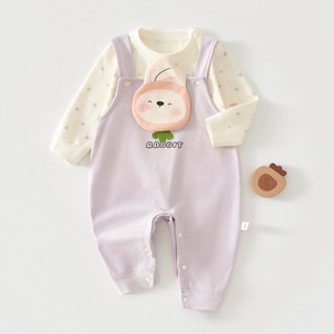Baby Cartoon <b>Rabbit</b> Romper Set Pure Cotton Long Sleeve Overalls Unisex Newborn <b>Outfit</b> Autumn Wear - Product Image 1