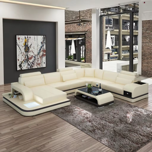 Sofá de Cuero con Luces LED en Oferta, Juego de Sofás Modernos, Muebles Modernos para el Hogar, Disponible en Cualquier Color - Product Image 1