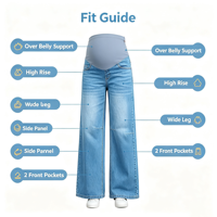 Jeans de maternité modernes pour femmes, coupe large, extensibles, en denim, style décontracté pour tous les jours
