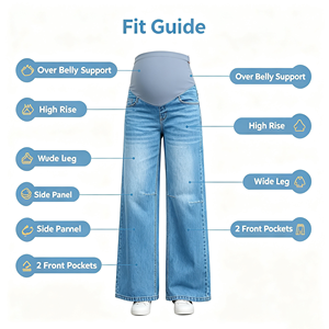Jeans de maternité modernes pour femmes, coupe large, extensibles, en denim, style décontracté pour tous les jours - Product Image 5