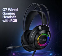 Headset Gaming Berkabel Over Ear dengan Lampu RGB USB+3.5mm, Headphone Gamer dengan Mikrofon & Headband yang Dapat Disesuaikan, Colokan USB 3.5mm Siberia S-G7