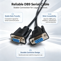 Kabel Seri RS232 DB9 9Pin D-Sub Female ke Female, Perakitan Kabel Harness untuk Komunikasi Null Modem Industri