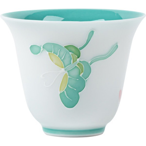 Guanlan Hand Painted Butterfly Flower <b>Teacup</b> Turquoise Green Ceramic Tasting Cup For Afternoon Tea New Chinese Style - Product Image 5