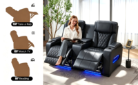 Canapé de cinéma électrique inclinable avec massage, deux places, en cuir véritable, design moderne, chargeur sans fil, pour utilisation dans les centres commerciaux et les hôtels