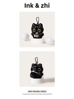 Breloque de sac en forme d'appareil photo, figurine de chat noir en peluche, pendentif pour sac à dos, petit cadeau pour les 5-7 ans