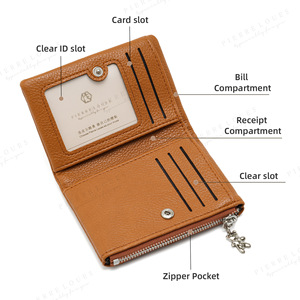 Women's <b>Wallet</b> Card <b>Holder</b> Solid Color Compact Portable Everyday Use Brown - Product Image 1