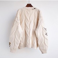 Cardigan de Noël brodé à la mode personnalisé pour femmes automne et hiver vêtements d'extérieur en tricot ample avec décoration de bouton