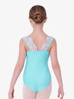 Leotardo de Ballet morado claro para niñas, sin mangas, alto elástico, encaje, hombro, entrenamiento de baile, rendimiento y traje de práctica