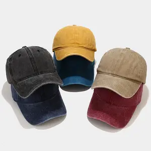 Solid Color Baseball Cap Washed Distressed Fashion Hat Ladies Men's Baseball Cap Pure Cotton Outdoor Sun Hat Casual Cap