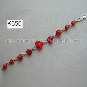 กำไลข้อมือดีไซน์รูปกุหลาบเงินสเตอร์ลิงสร้อยข้อมือดอกไม้สำหรับงานแต่งงานงานหมั้นหรือของขวัญเครื่องประดับสุดหรู - Product Image 1