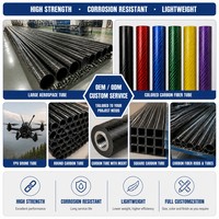 Pipa Serat Karbon Persegi Kustom untuk Rangka Drone, Part Model RC, Anyaman 3K, OEM ODM, Potongan Bebas, Ukuran Kustom