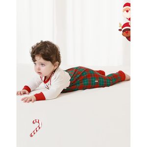 BambooBud - Pelele navideño para bebé, mono de manga larga a cuadros, conjunto unisex para bebé, estampado de renos en rojo y verde - Product Image 5