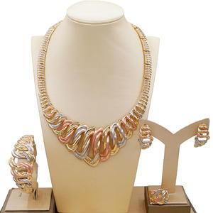 Yulaili cubano cadenas collar pendientes pulsera conjunto de joyas pakistaní traje Boda nupcial Brasil conjuntos de joyas de oro - Product Image 6