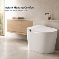 WC intelligent monobloc avec bidet électrique, buse autonettoyante, siège chauffant et chasse d'eau automatique