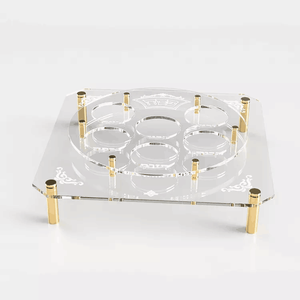 Plateau alimentaire en <span class=keywords><strong>acrylique</strong></span> transparent assiette à Seder pour passoire, <span class=keywords><strong>plaque</strong></span> à Seder en Lucite carré en or - Product Image 1