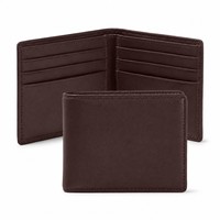 Dompet Lipat Tipis Khusus Pria Kulit Asli Banyak Slot Kartu Dompet Pria Klasik OEM Dompet Lipat Kulit Coklat Grosir