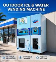 Machine à glaçons d'extérieur avec condenseur refroidi par eau, couche isolante, auvent en polycarbonate, machine à glaçons en cubes standard pour les sites à climat chaud