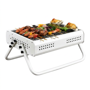 Parrilla Portátil de Carbón para Camping, Moderna, de Acero con Recubrimiento en Polvo, Plegable de Doble Cara, con Encendido Piezoeléctrico para Picnic - Product Image 1