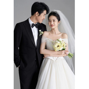 White Strapless A-Line Satin Wedding Dress Natural Waist Minimalist Mesh Design For Photoshoots - Product Image 4