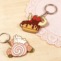 Porte-clés en émail dur, motif lapin dessin animé mignon et adorable, thème dessert et gâteau, idéal pour la décoration de sacs et sacoches, cadeau