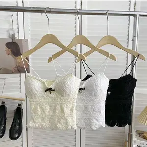 Custom Trendy Crop Top Vest Hollow Out Lace Up Sexy Ultra Short White Crop Shirt Female Crop Tops